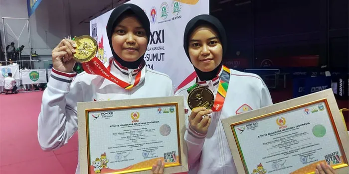 Rina Sintya dan Mira Fitria - Emas Ganda Putri Tenis Meja di PON XXI Aceh